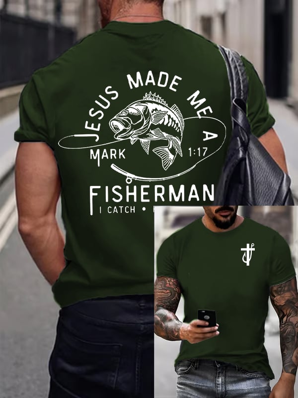 Men'S  fishing Casual Faith Short-Sleeved T-Shirt