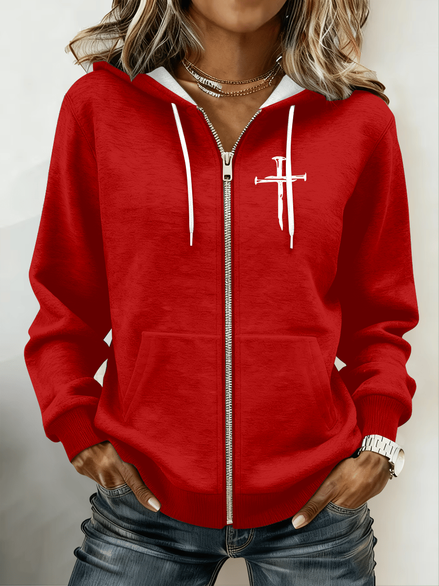 Women's Cross Retro Hooded Zip-Up Sweatshirt
