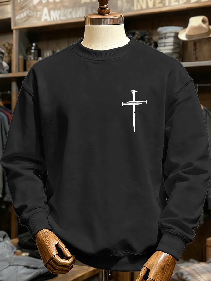 🔥Buy 3 Get 15% Off🔥Men's Vintage Faith Cross Print Casual Sweatshirt