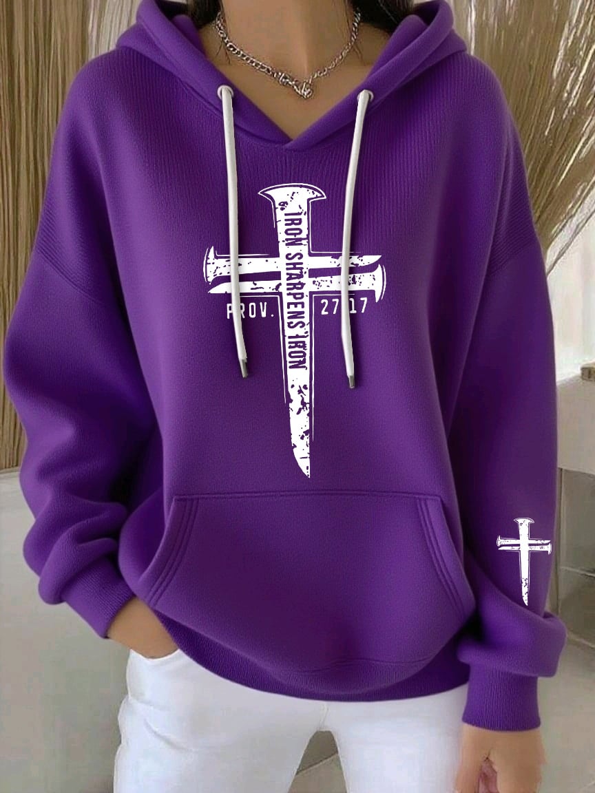 Women's Faith Print Casual Hoodie