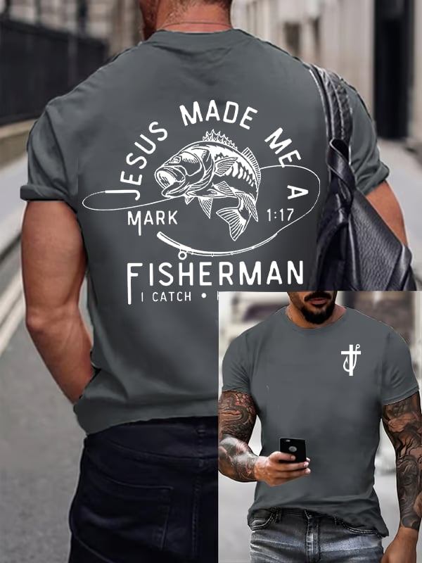 Men'S  fishing Casual Faith Short-Sleeved T-Shirt