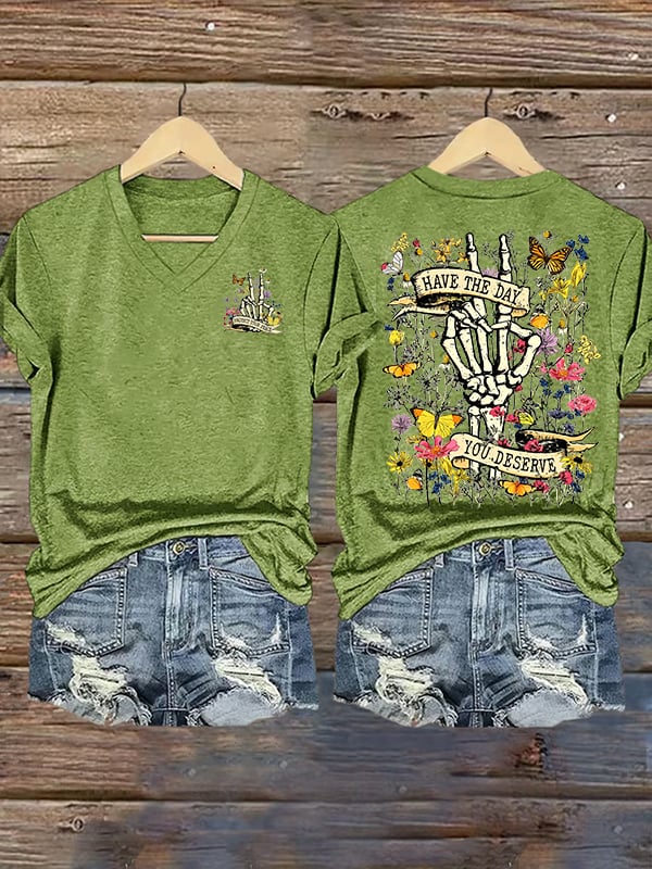 Women's Flower skull hand gesture Of WDNC Club We Do Not Care Menopause Perimenopause Print T-Shirt