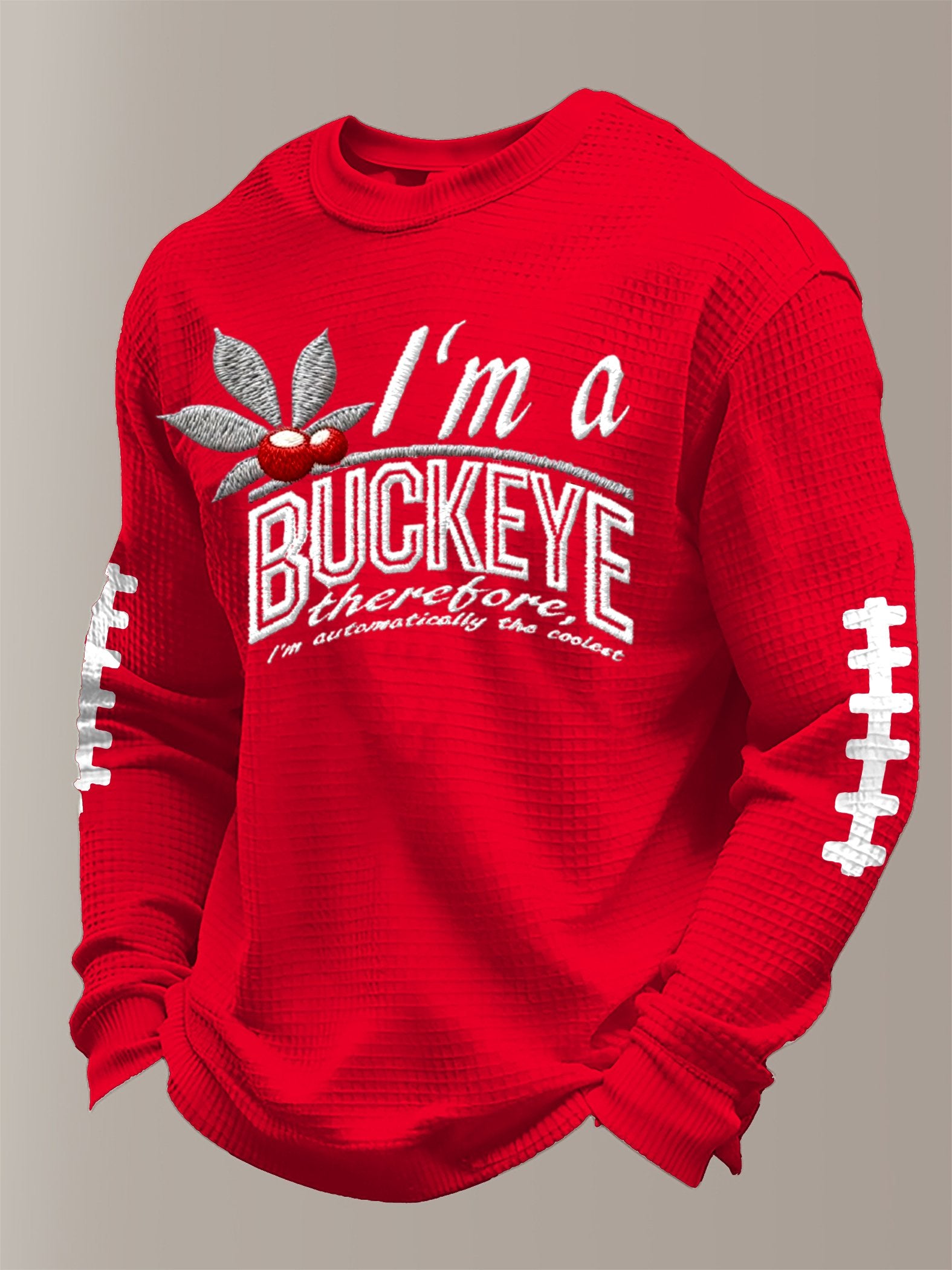 Men's Football waffle fabric long-sleeved T-shirt