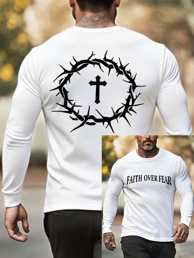 🔥Buy 3 Get 15% Off🔥Men's Faith Over Fear Printed Casual T-Shirt