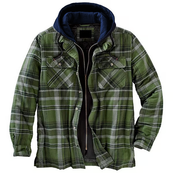 Outdoor Thick Plaid Casual Hoodie