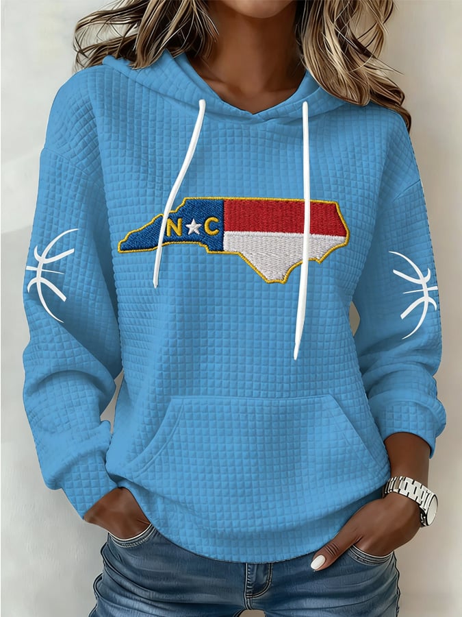 Women's basketball print waffle hoodie