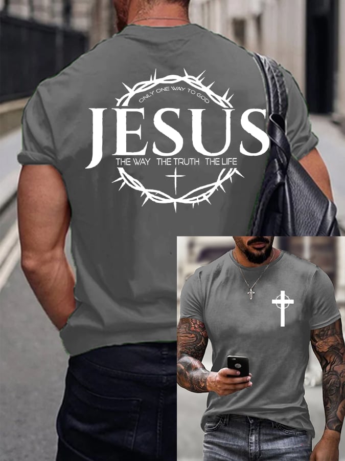 🔥Buy 3 Get 15% Off🔥Men's Jesus The Way The Truth The Life Printed Casual T-shirt