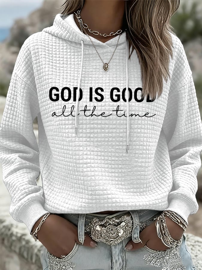Women's God is Good All The Time Print Casual Hoodie