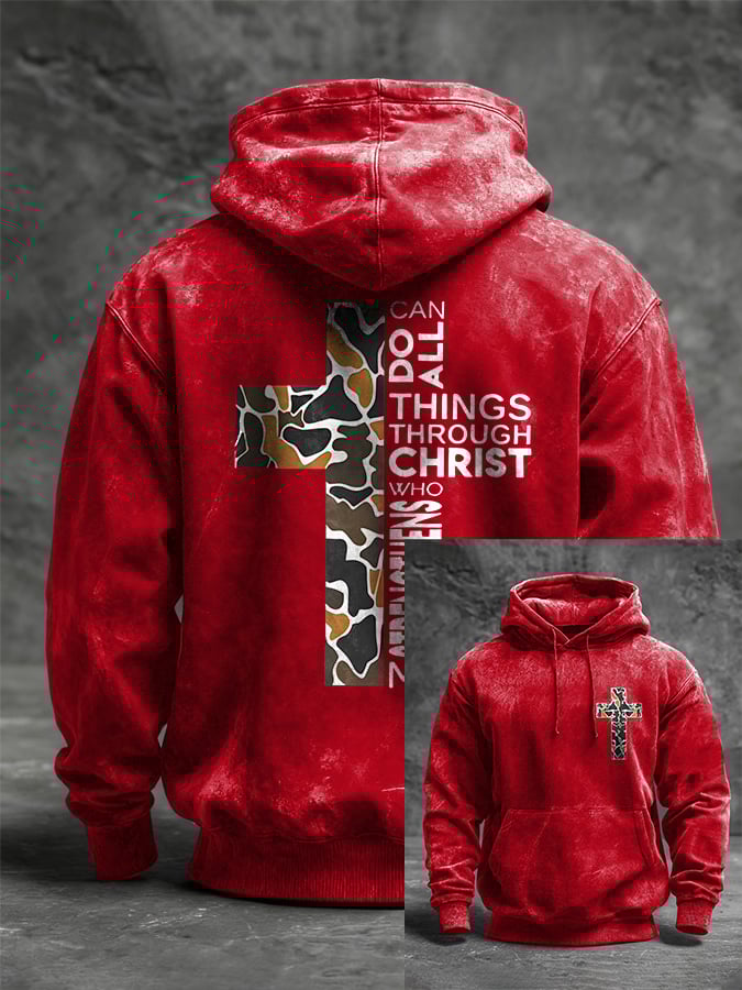 🔥Buy 3 Get 15% Off🔥Men's I can do all things through Christ who strengthens me. Printed Casual Hoodie