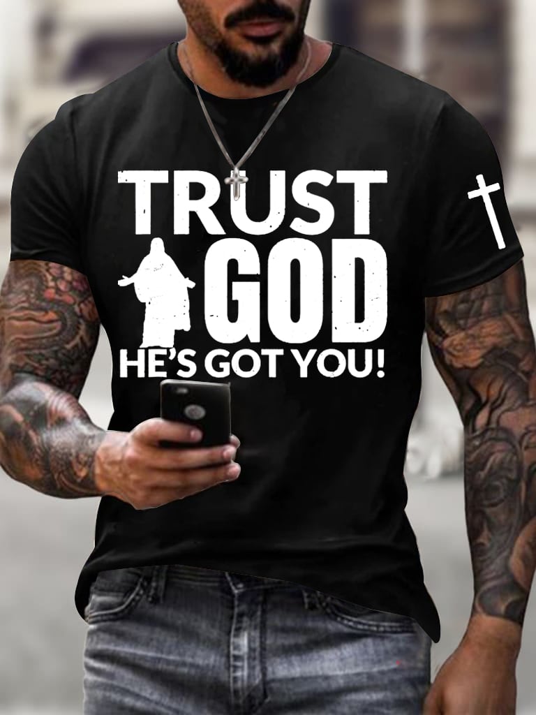 Men's Trust God Always Faith Print T-Shirt