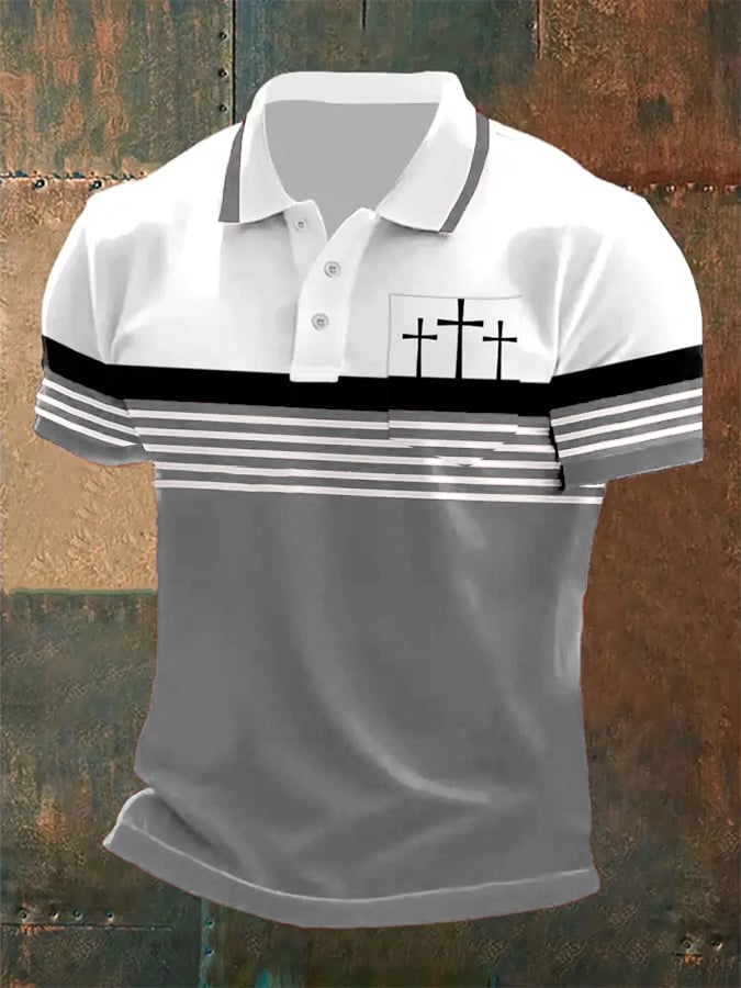🔥Buy 3 Get 15% Off🔥Men's Retro Faith  Casual Printed With Pocket Polo Shirt