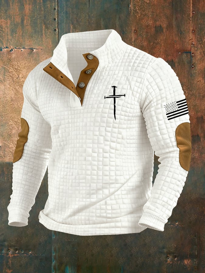Men's Casual Faith Checkered Jacquard Sweatshirt