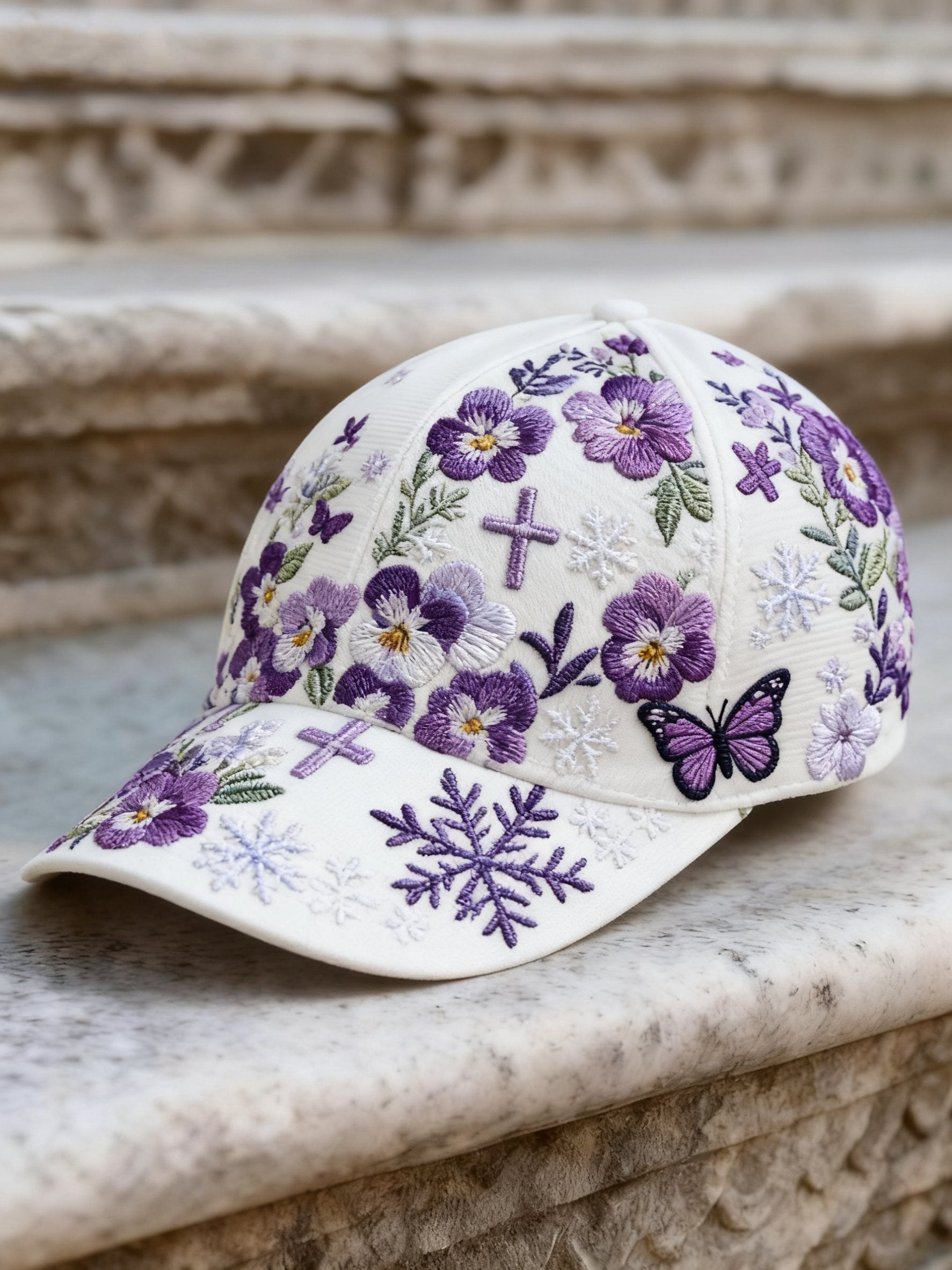Women's Retro Bohemian Faith Flower and Gnome Print Casual Hat