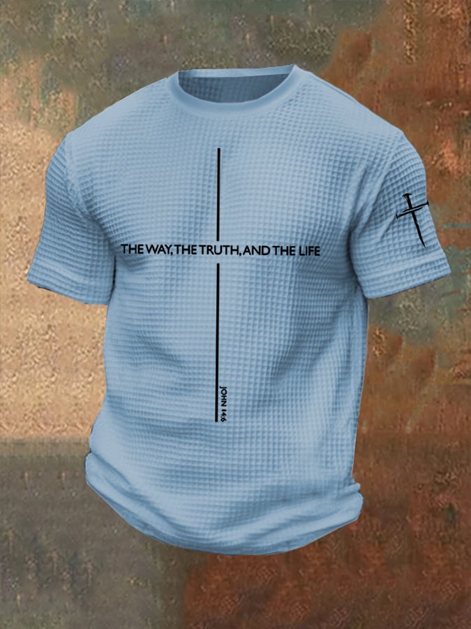 🔥Buy 3 Get 15% Off🔥Men's Jesus The Way The Truth The Life Print Casual Waffle T-Shirt