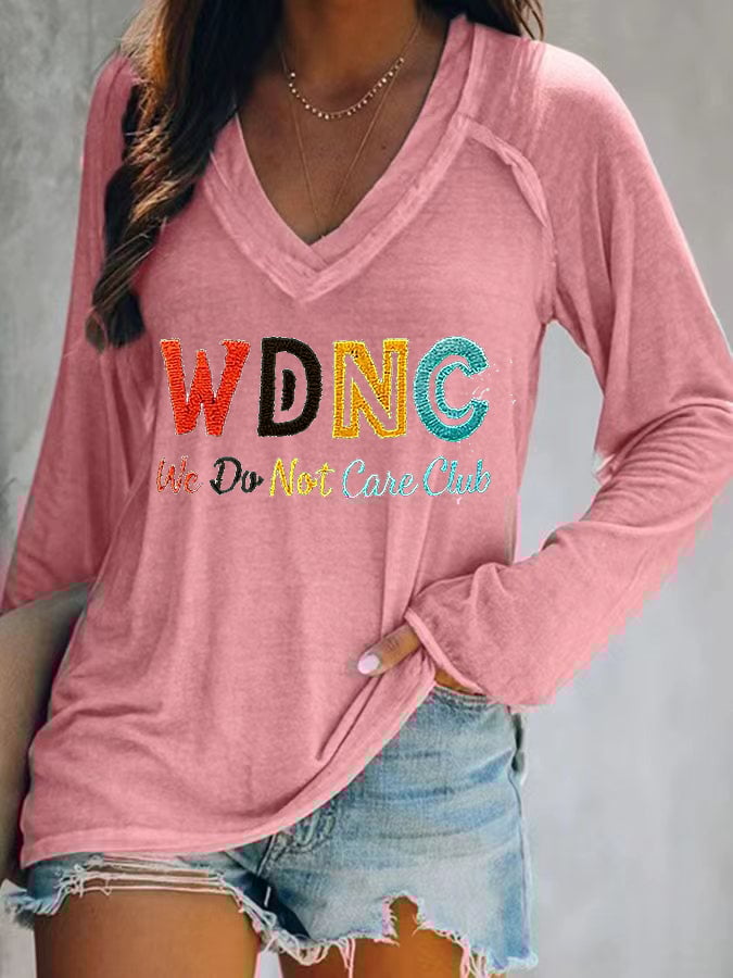 Women's V-neck Retro Funny Proud Member Of WDNC Club Menopause Perimenopause Print T-Shirt