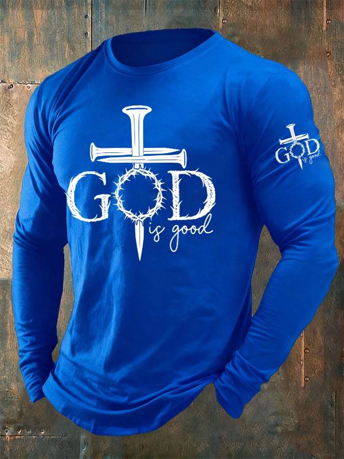 🔥Buy 3 Get 15% Off🔥Men's casual faith in a kind God printed long-sleeved T-shirt