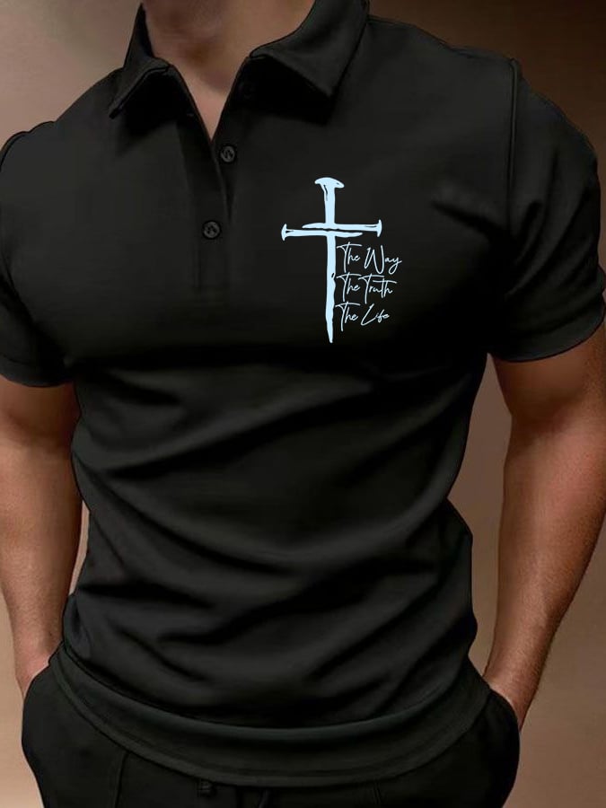 🔥Buy 3 Get 15% Off🔥Men's Jesus The Way The Truth The Life Print Polo Shirt