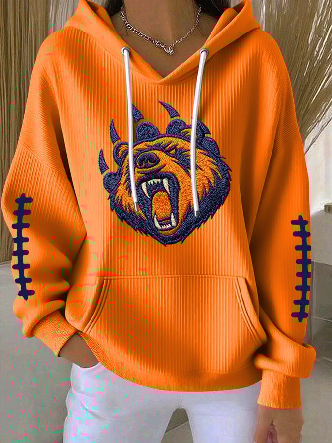 Women's Football Print Casual Hoodie