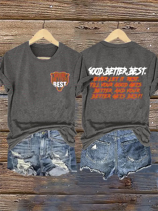 Retro Good Better Best Print T-Shirt