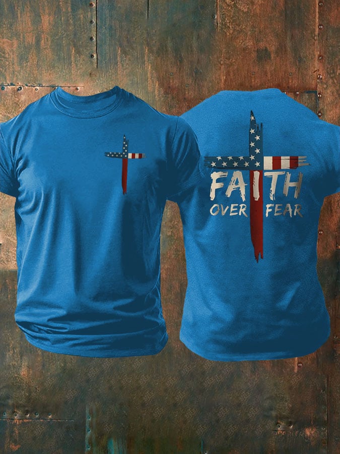 Men's Faith Over Fear Print Casual T-Shirt