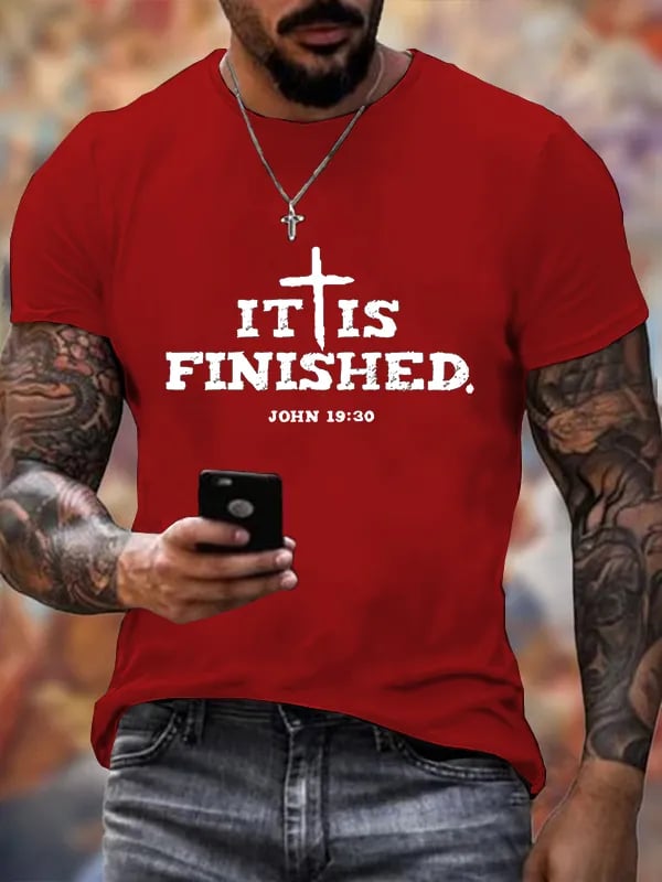 🔥Buy 3 Get 15% Off🔥Men's It Is Finished  Faith Printed  Shirt