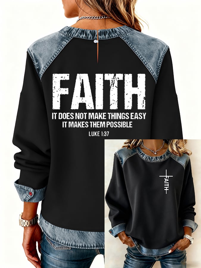Women's Casual Faith Print Sweatshirt