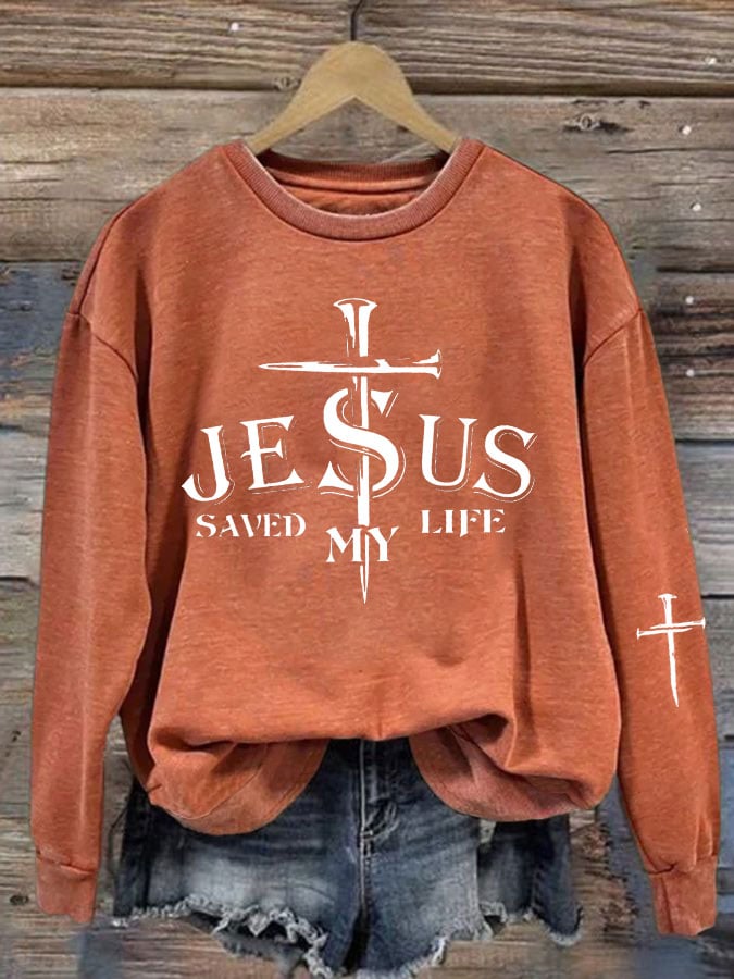 Women'S JESUS SAVED MY LIFE Print Sweatshirt
