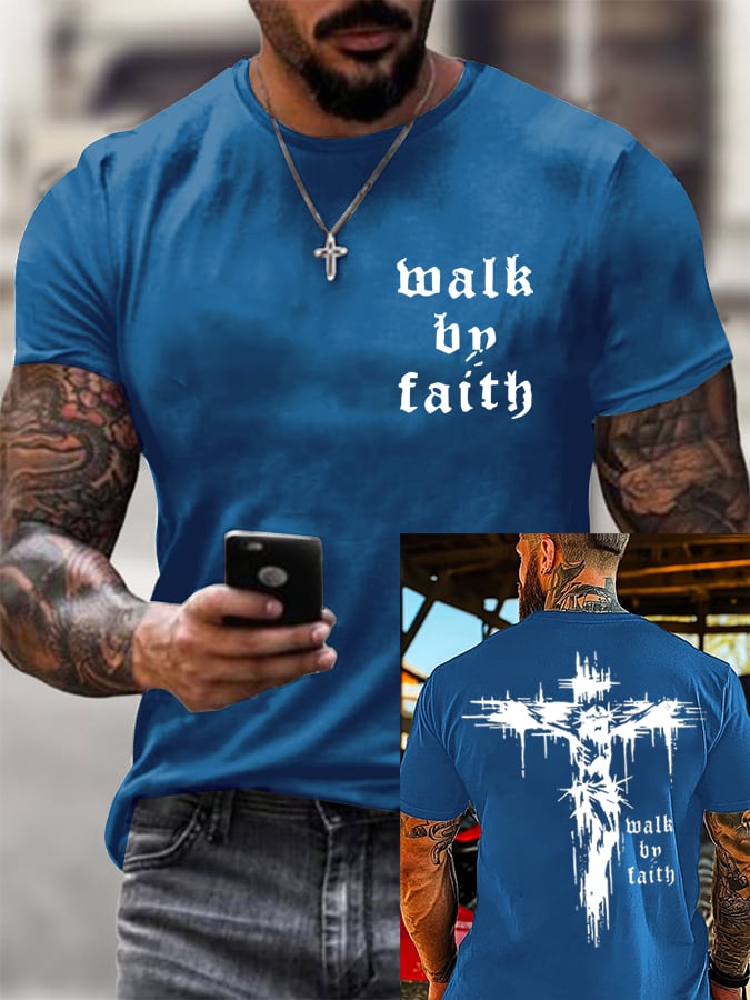 🔥Buy 3 Get 15% Off🔥🔥Hot Sale Picks 🔥Men's Walk By Faith  Short-sleeved T-shirt