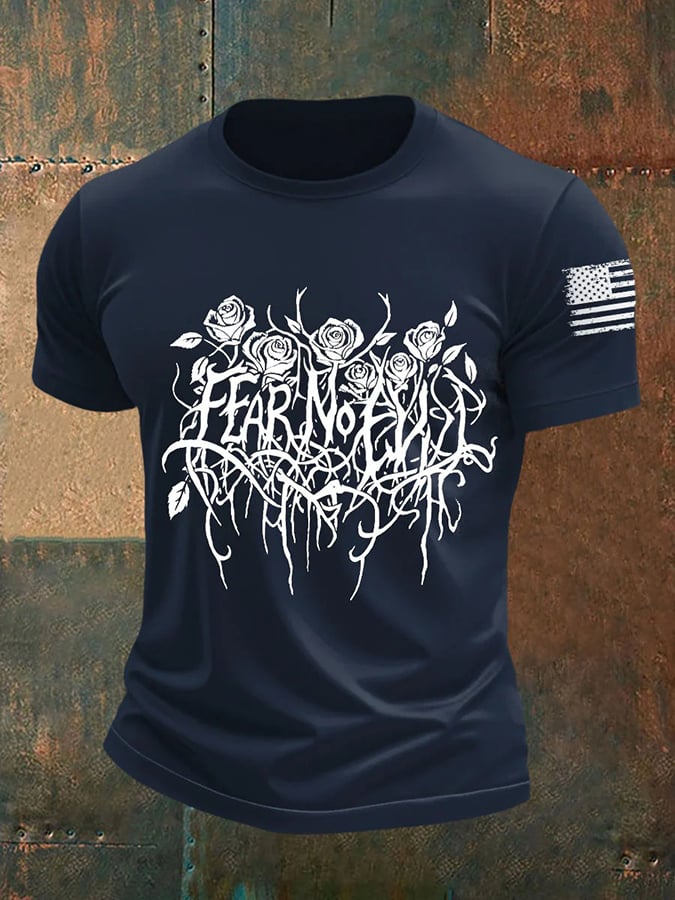 🔥Buy 3 Get 15% Off🔥Men's Fear No Evil Gothic Christian Print Round Neck T-Shirt