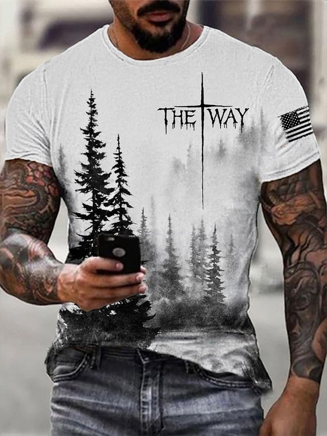 🔥Buy 3 Get 15% Off🔥Men's Retro The Way Cross Print Casual Tee