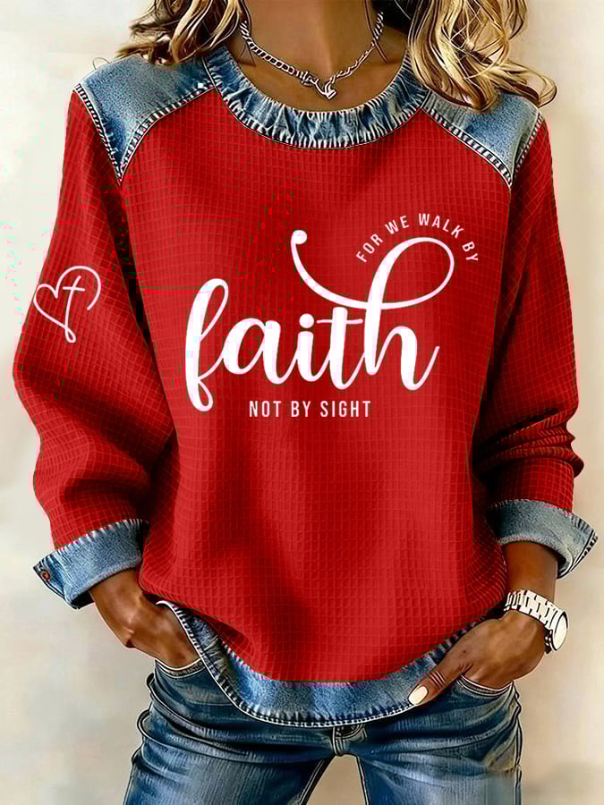Women's Retro Faith Printed Sweatshirt