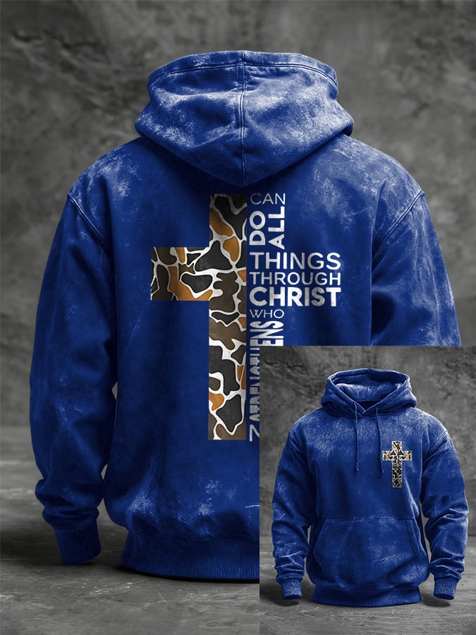 🔥Buy 3 Get 15% Off🔥Men's I can do all things through Christ who strengthens me. Printed Casual Hoodie