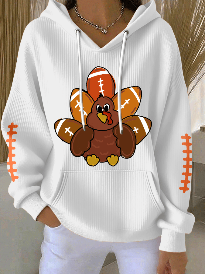 Women's Football Print Casual Hoodie