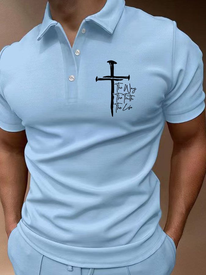 🔥Buy 3 Get 15% Off🔥Men's Jesus The Way The Truth The Life Print Polo Shirt