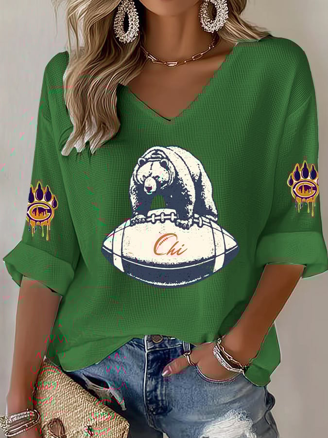 Women's Football print waffle T-shirt
