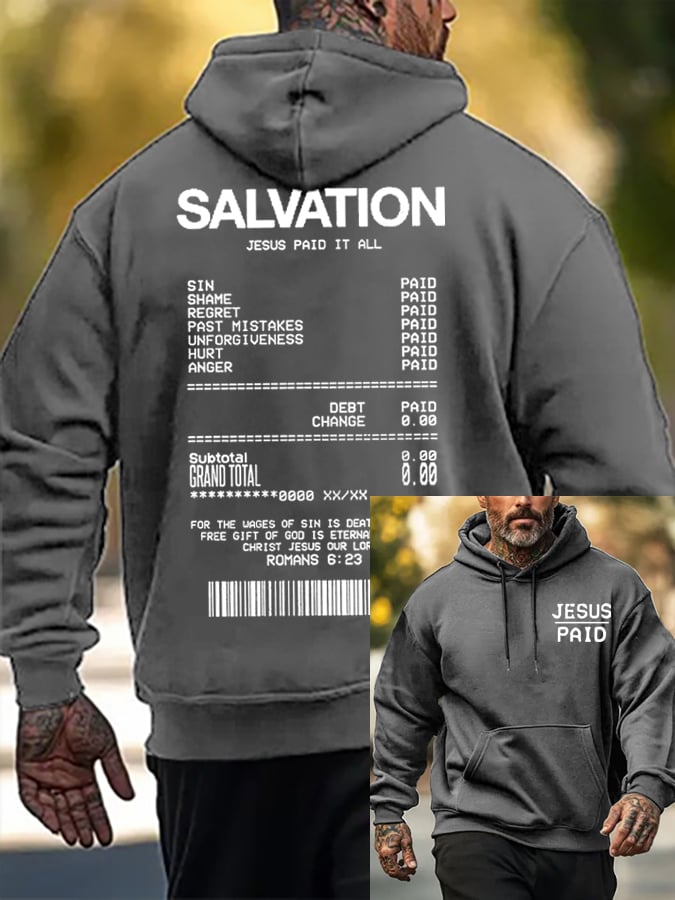 Men's Salvation Jesus Paid It All Faith Print Sweatshirt