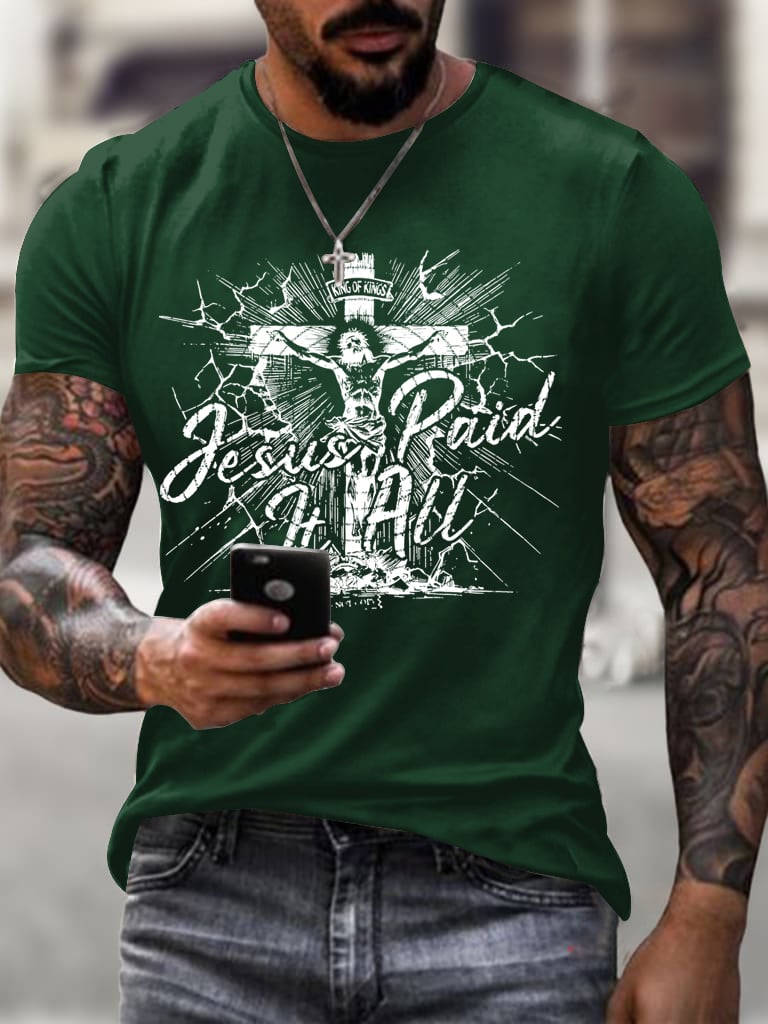 Men's Jesus Paid It All Faith Printed  Shirt