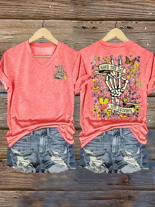 Women's Flower skull hand gesture Of WDNC Club We Do Not Care Menopause Perimenopause Print T-Shirt