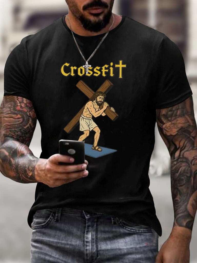 🔥Buy 3 Get 15% Off🔥Men's Crossfit Jesus Printed Casual T-shirt