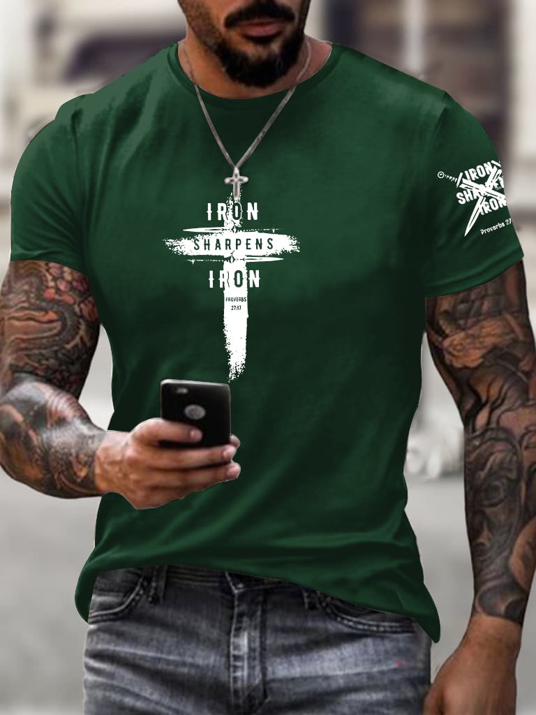 🔥Buy 3 Get 15% Off🔥Men's Iron Sharpens Iron Faith Printed Shirt