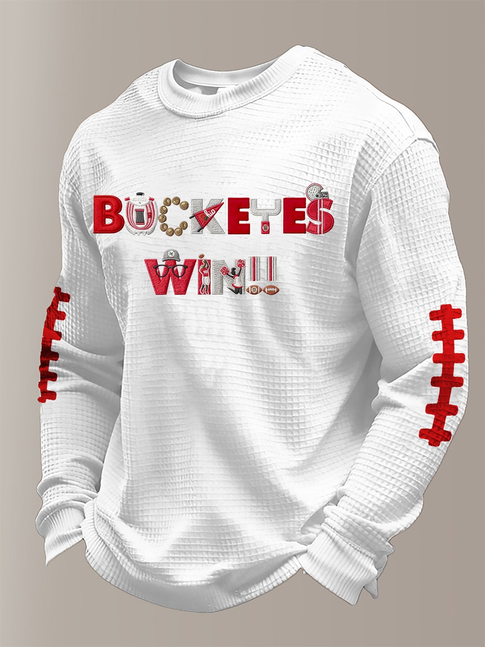 Men's hockey waffle fabric long-sleeved T-shirt