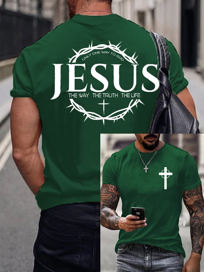 🔥Buy 3 Get 15% Off🔥Men's Jesus The Way The Truth The Life Printed Casual T-shirt