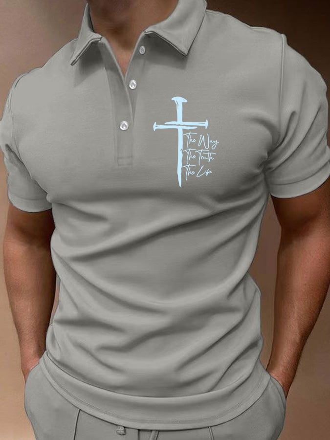 🔥Buy 3 Get 15% Off🔥Men's Jesus The Way The Truth The Life Print Polo Shirt