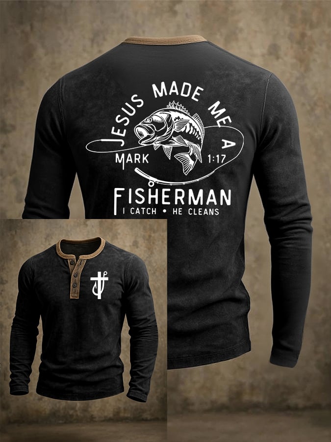 🔥Buy 3 Get 15% Off🔥Men'S Faith Print Henley