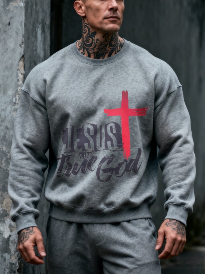🔥Buy 3 Get 15% Off🔥Men'S Round Neck Casual Faith Print Sweatshirt