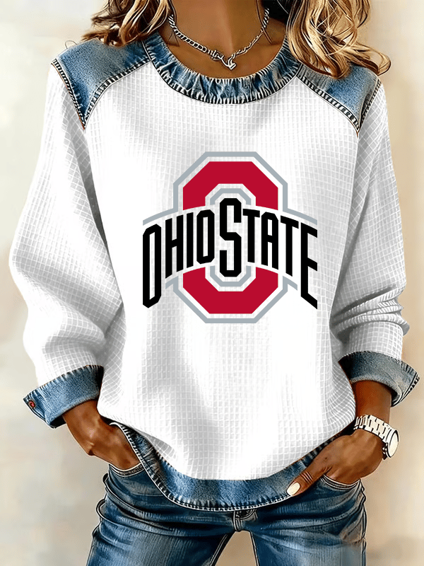 Women'S Casual Rugby Print Sweatshirt