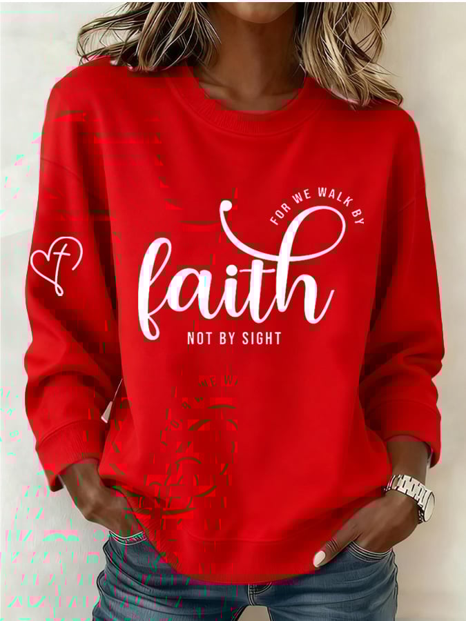 Women's Retro Faith Printed Sweatshirt