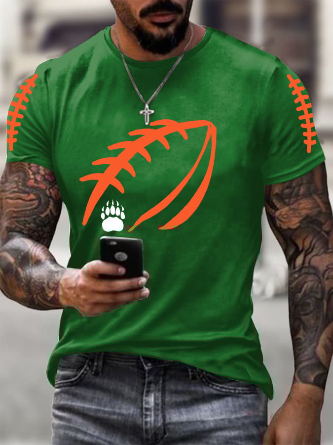 Men's Football Print Casual Raglan T-Shirt