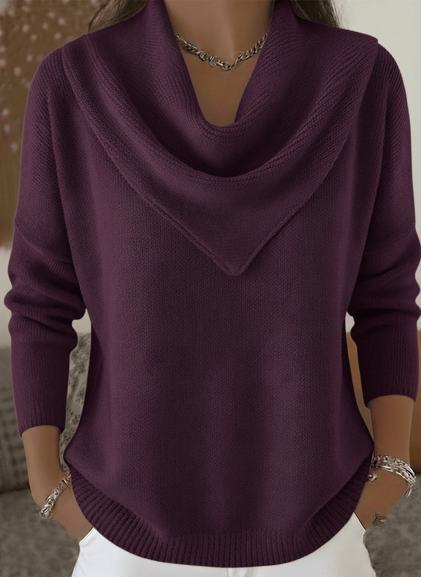 🔥 Elegant Retro Soft Triangle Neck Solid Color Sweater Top