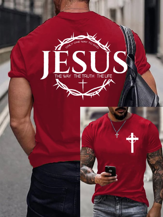 🔥Buy 3 Get 15% Off🔥Men's Jesus The Way The Truth The Life Printed Casual T-shirt
